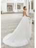 Spaghetti Straps Beaded Ivory Lace Tulle Fairy Wedding Dress